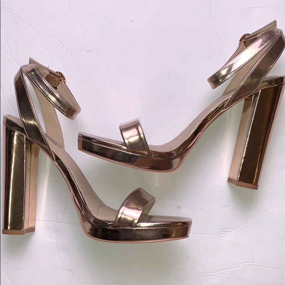 Rose Gold Steve Madden Two Strap Heels